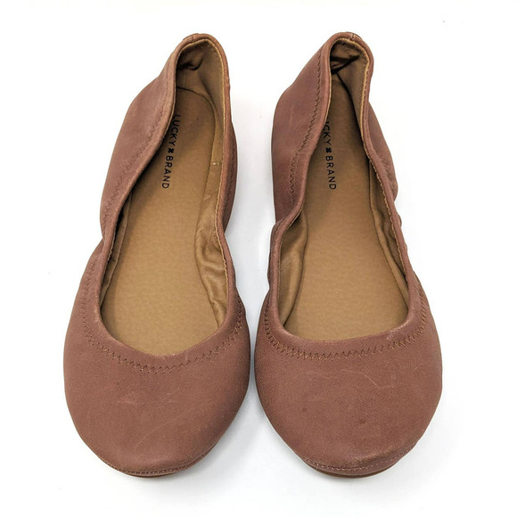 Lucky Brand Shoes - Lucky Brand Shoes Womens 8.5 Erin Ballet Flats Round Toe Leather Bourbon